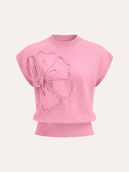 TOP DE PUNTO CON APLIQUE FLORAL - Veska 