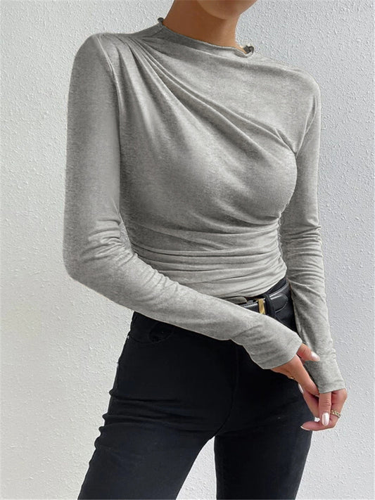 CAMISETA DE MANGA LARGA CON FRUNCES - Veska