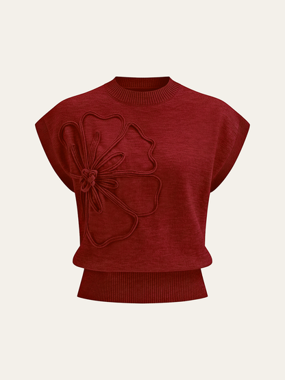 TOP DE PUNTO CON APLIQUE FLORAL - Veska 
