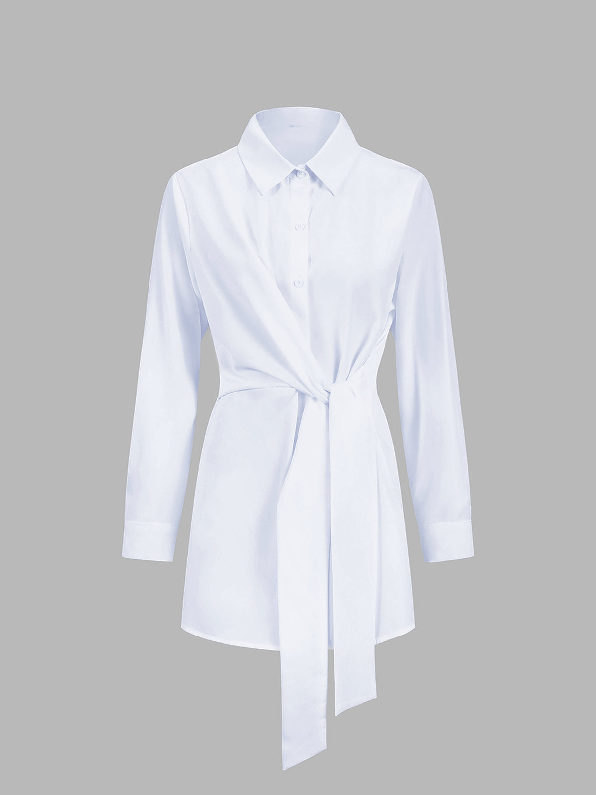 CAMISA LARGA CON BOTONES Y LAZO - Veska 