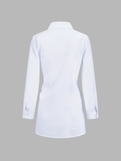 CAMISA LARGA CON BOTONES Y LAZO - Veska 
