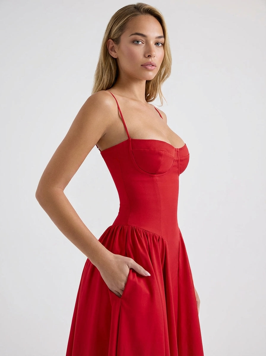 Vestido bustier Annie de Veska en color negro, con diseño ajustado y detalles elegantes, mostrado en la imagen 202604071101_30.