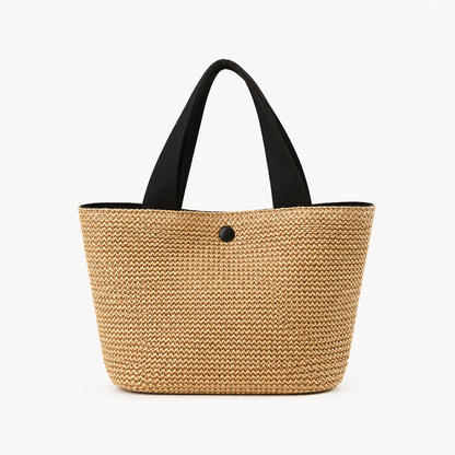 Bolso de rafia y algodón de VESKA, con diseño elegante y textura natural, ideal para looks casual y sofisticados.