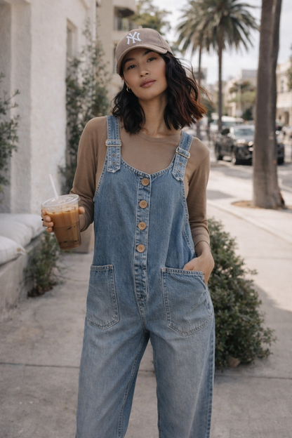 MONO DENIM CASUAL CON TIRANTES AJUSTABLES - Veska 