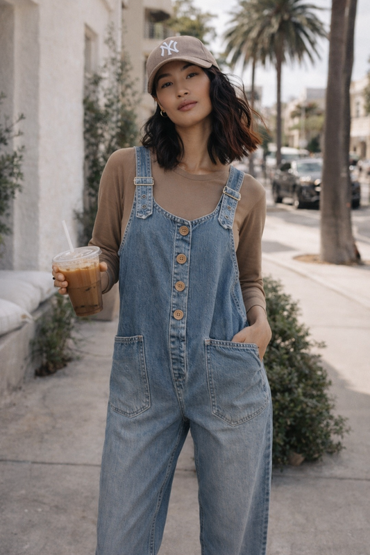 MONO DENIM CASUAL CON TIRANTES AJUSTABLES - Veska 