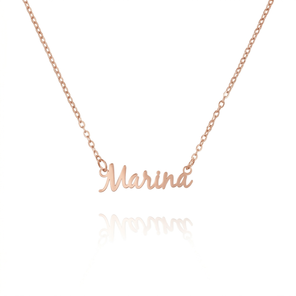 Collar de tenis personalizado de Veska con nombre grabado, en plata brillante y diseño elegante para uso diario.