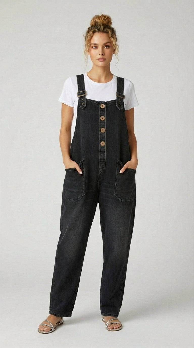 MONO DENIM CASUAL CON TIRANTES AJUSTABLES - Veska 