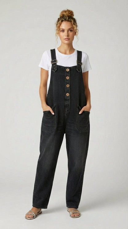 MONO DENIM CASUAL CON TIRANTES AJUSTABLES - Veska 