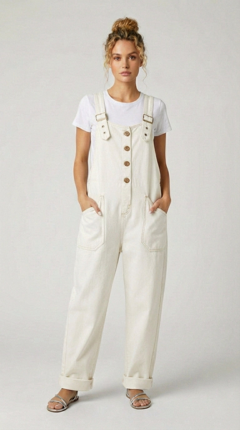 MONO DENIM CASUAL CON TIRANTES AJUSTABLES - Veska 