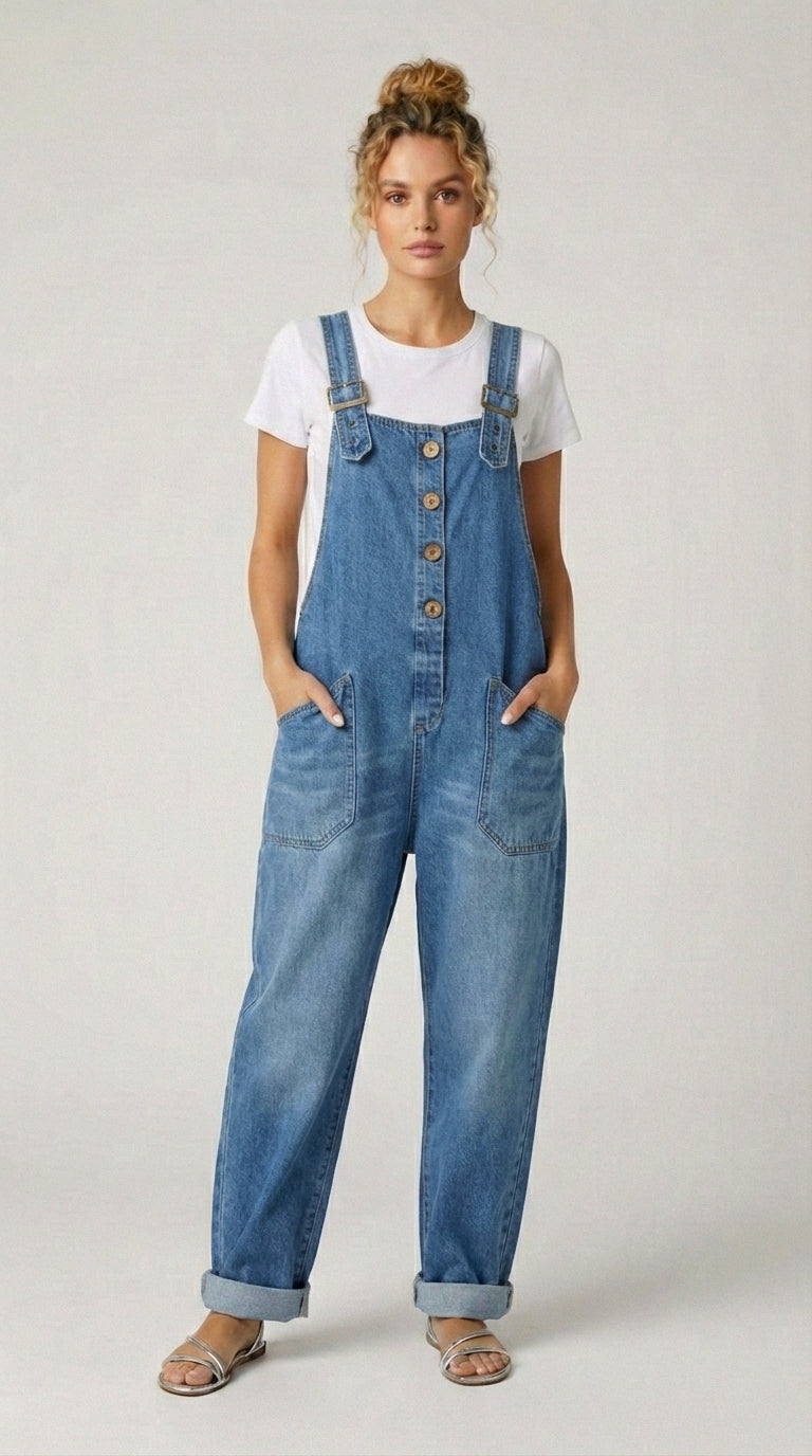 MONO DENIM CASUAL CON TIRANTES AJUSTABLES - Veska 
