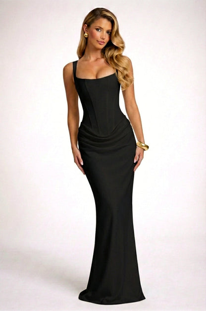 VESTIDO LARGO CORSET DRAPEADO - Veska 