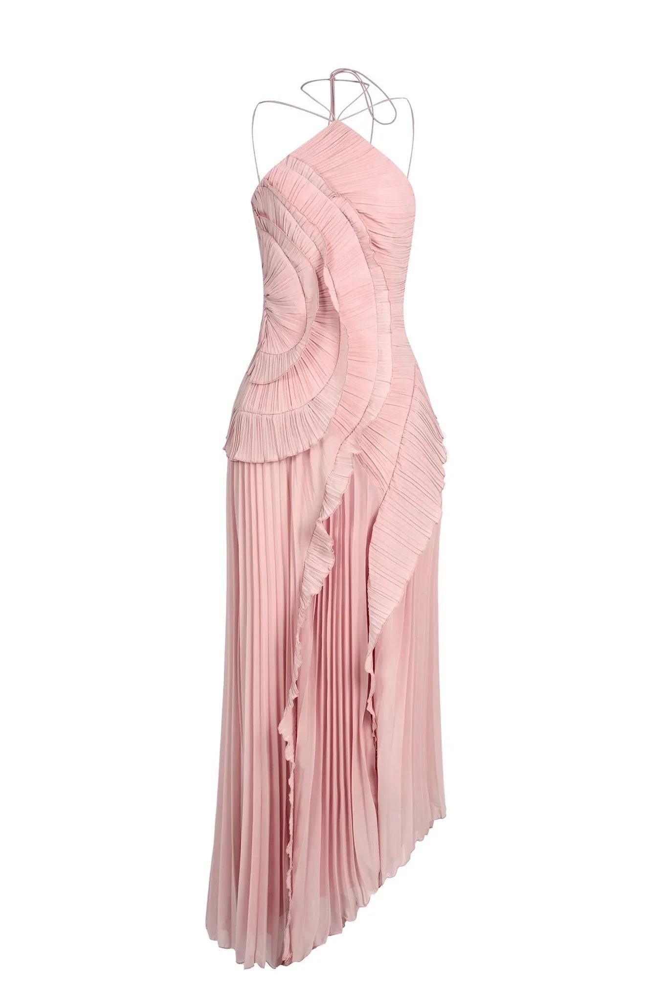 VESTIDO CON VOLANTES ESCOTE HALTER - Veska 