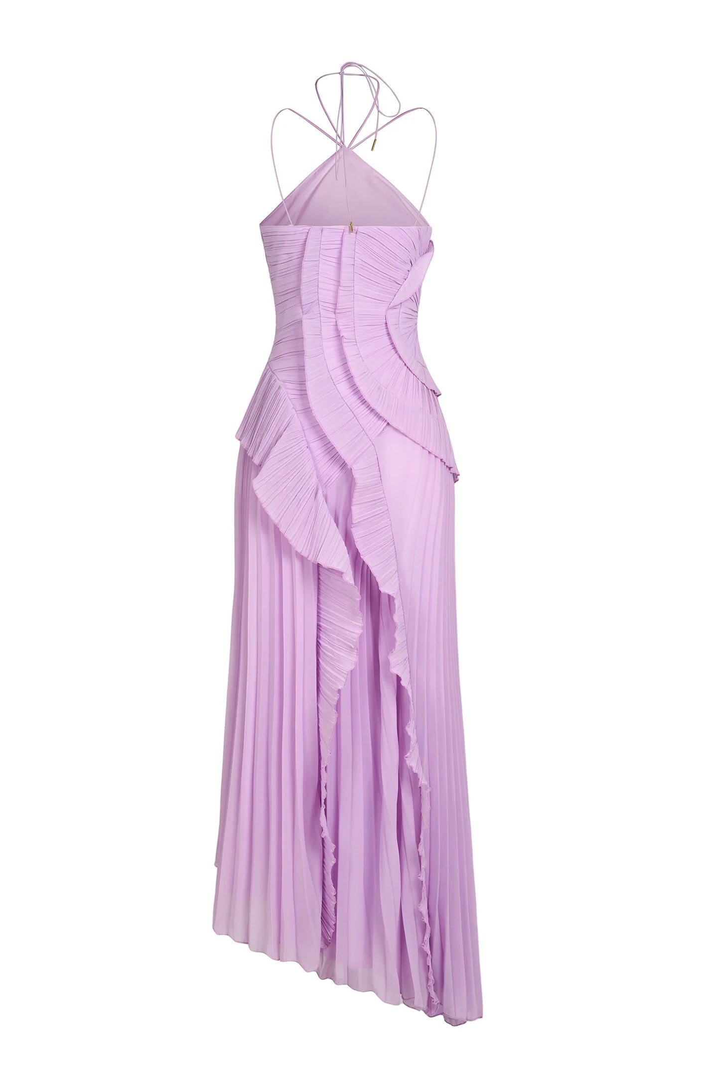 VESTIDO CON VOLANTES ESCOTE HALTER - Veska 