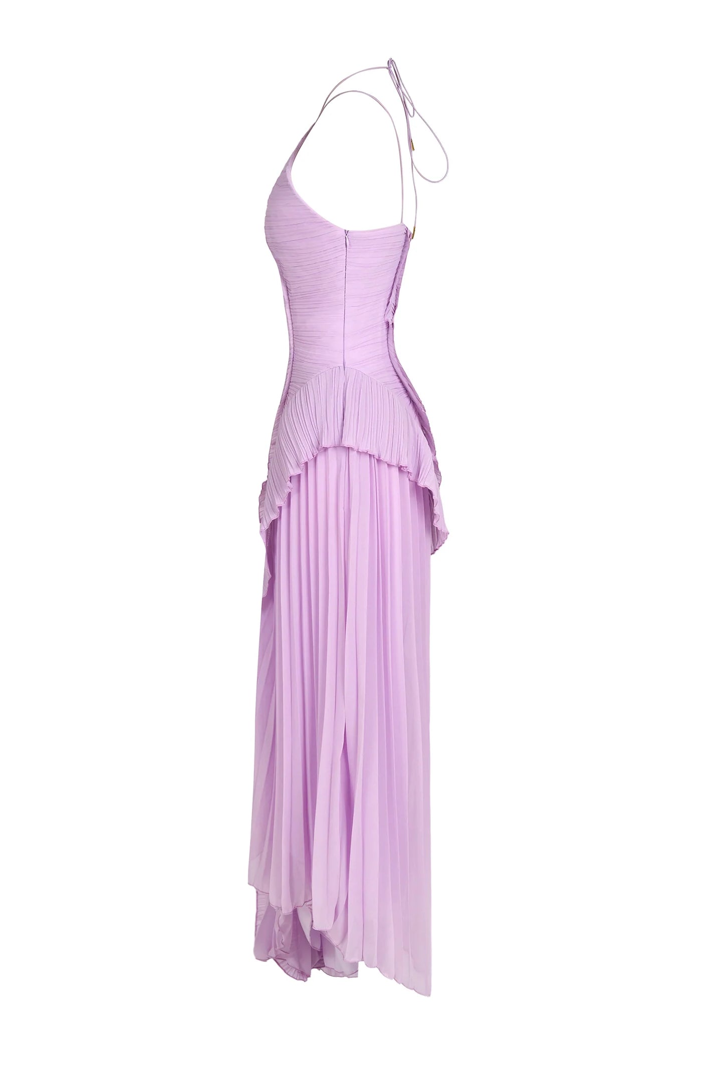 VESTIDO CON VOLANTES ESCOTE HALTER - Veska 