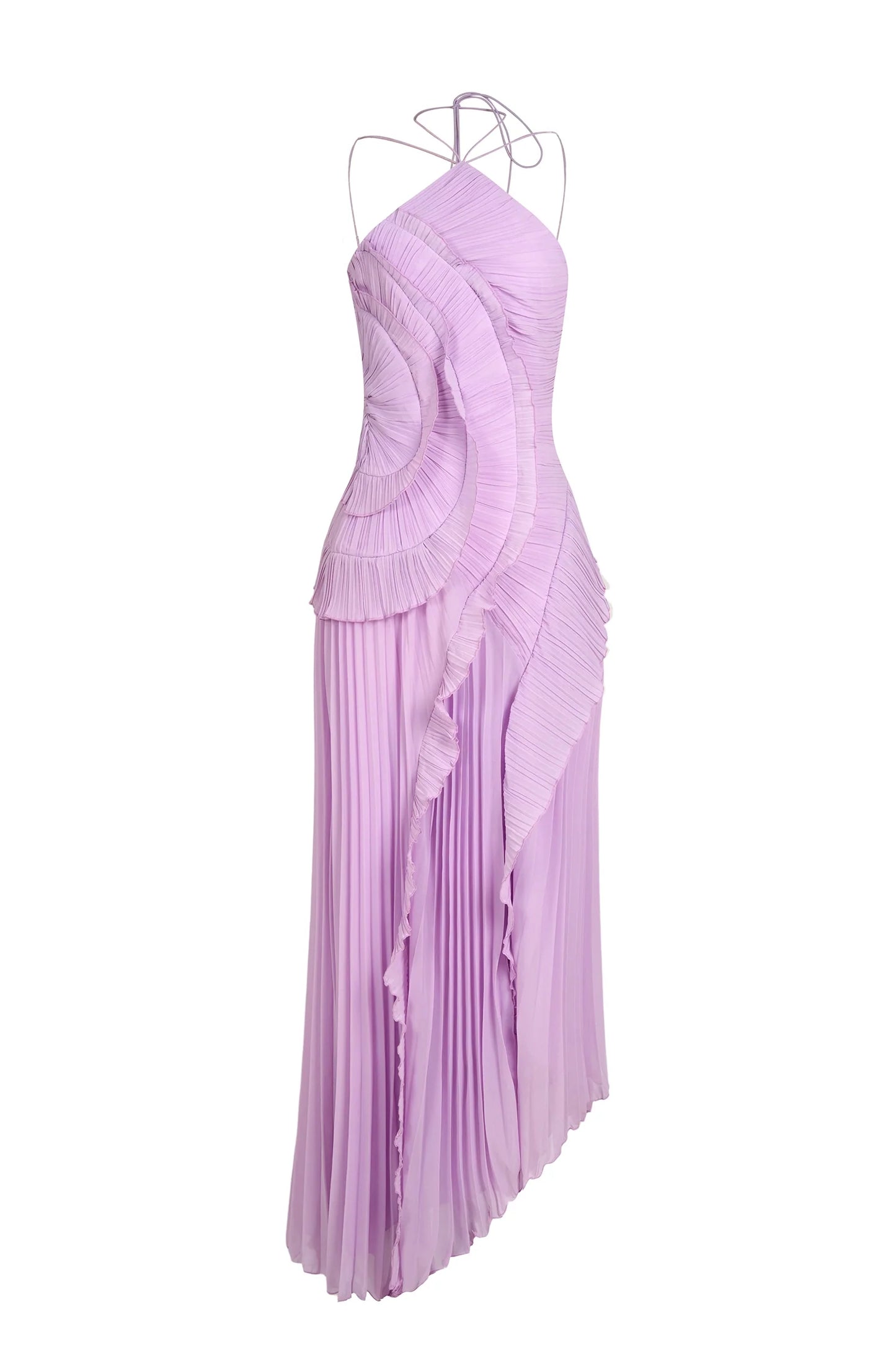 VESTIDO CON VOLANTES ESCOTE HALTER - Veska 