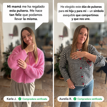 Set de pulseras con corazones de la marca Veska, pulseras de moda con detalles en forma de corazón, en tonos variados.