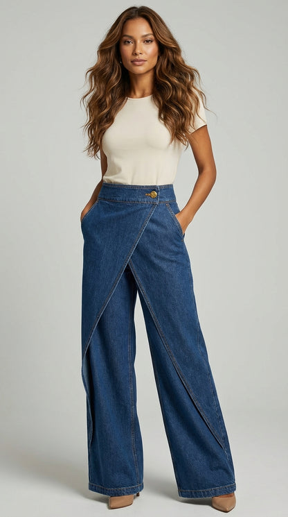 PANTALON DENIM WIDE LEG CRUZADO - Veska 