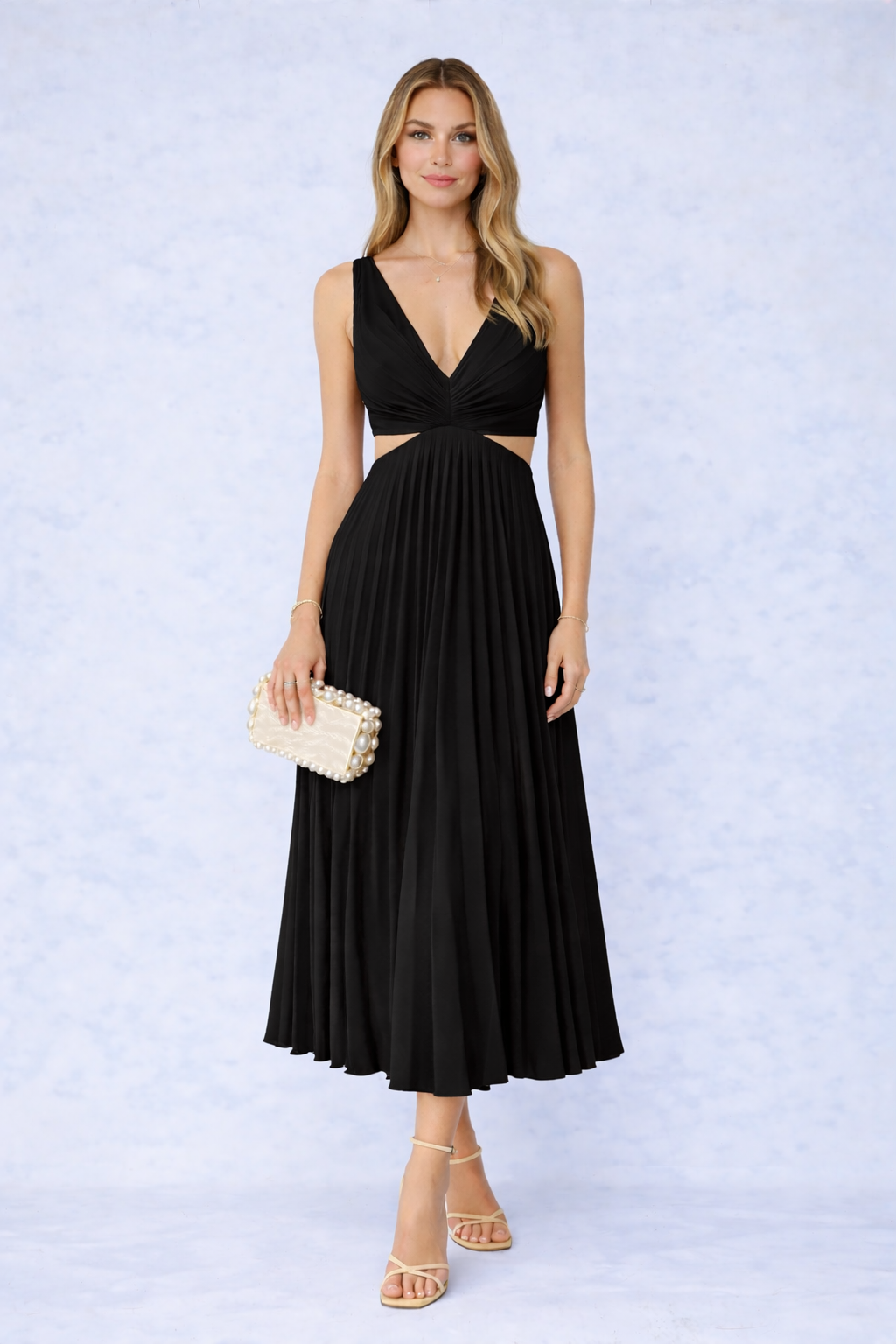 MAXI VESTIDO FALDA PLISADA - Veska 