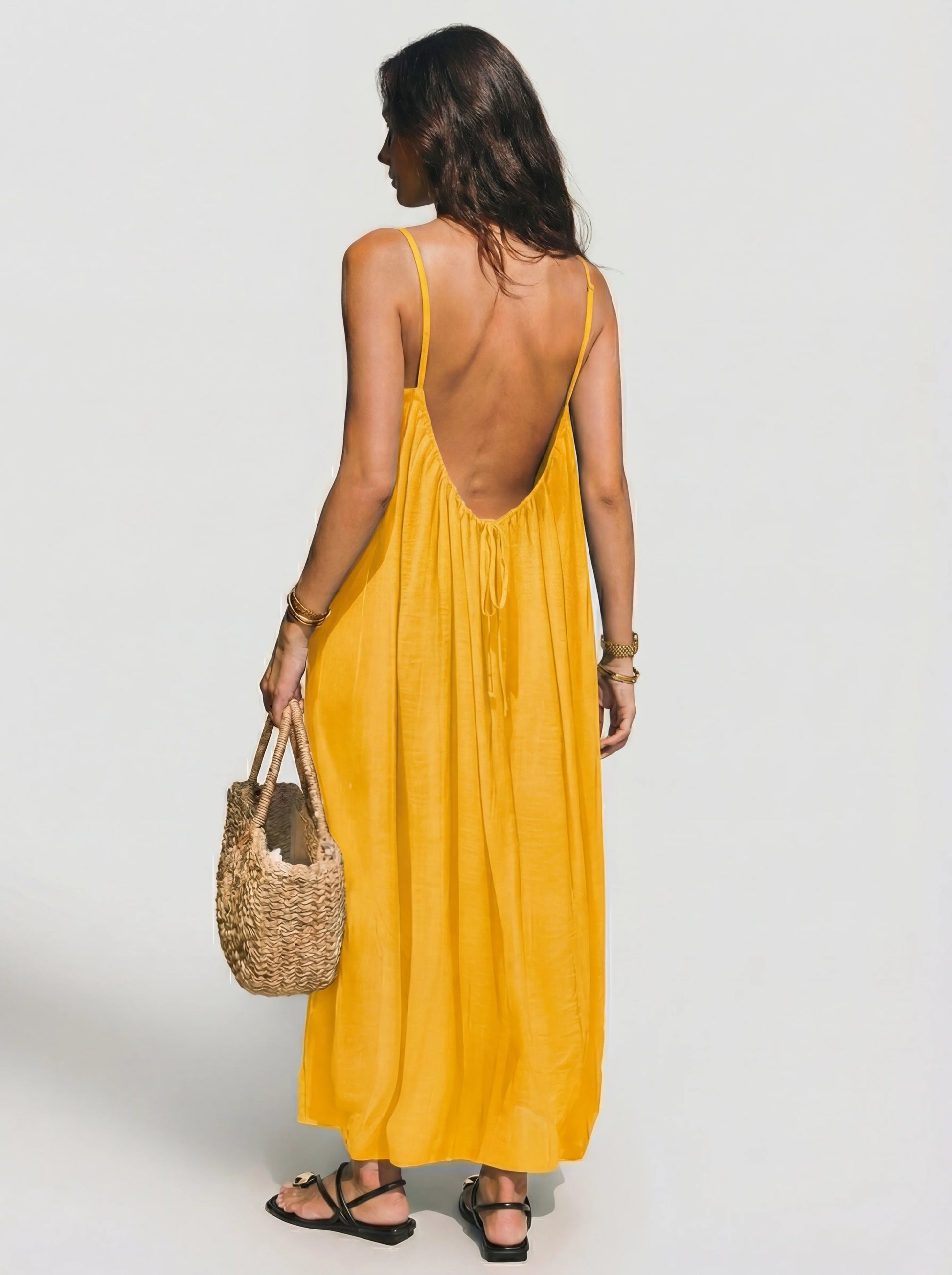 Vestido Veska Lena con espalda abierta, en varios colores, vestido de moda para mujer con diseño elegante y moderno.