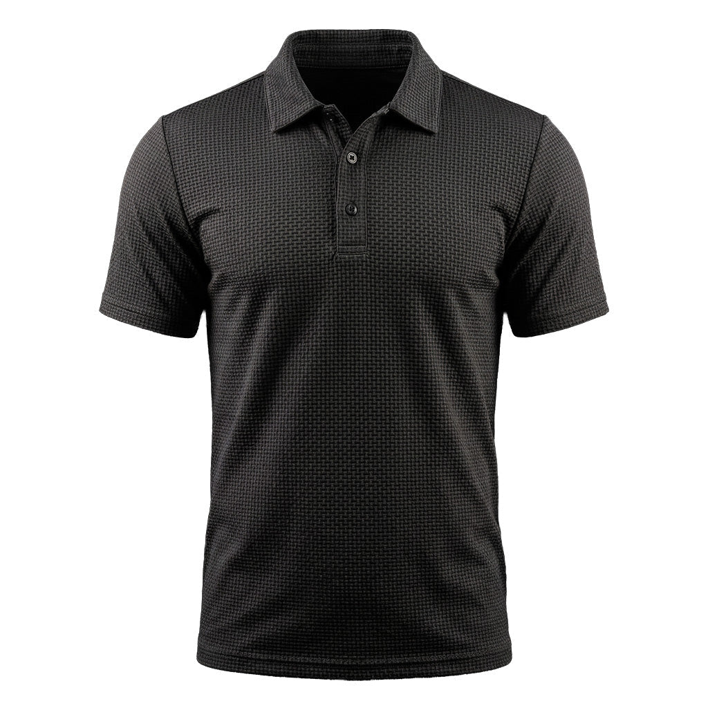 Camiseta polo para hombre Veska de manga corta en color azul, vista frontal sobre fondo blanco.