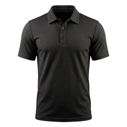 Camiseta polo para hombre Veska de manga corta en color azul, vista frontal sobre fondo blanco.