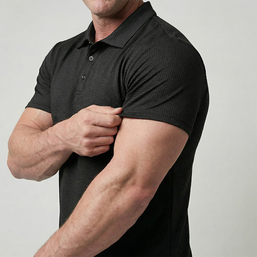 Camisa polo para hombre Veska de color azul, con cuello clásico y botones, en un estilo casual y cómodo.