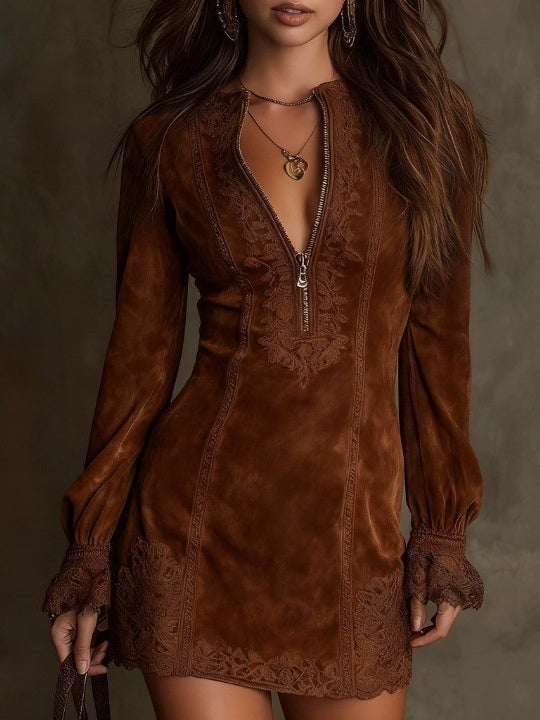 GÉNOVA | Mini vestido de terciopelo azul - Veska 