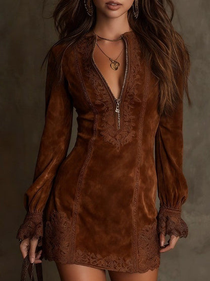 GÉNOVA | Mini vestido de terciopelo azul - Veska 