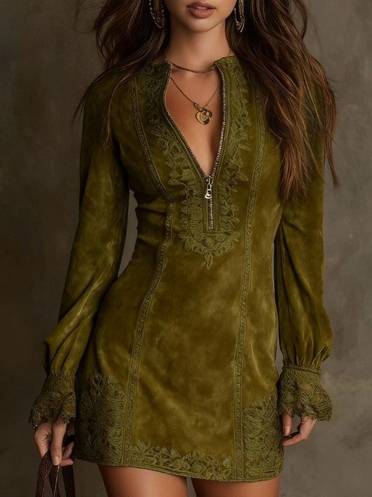 GÉNOVA | Mini vestido de terciopelo azul - Veska 