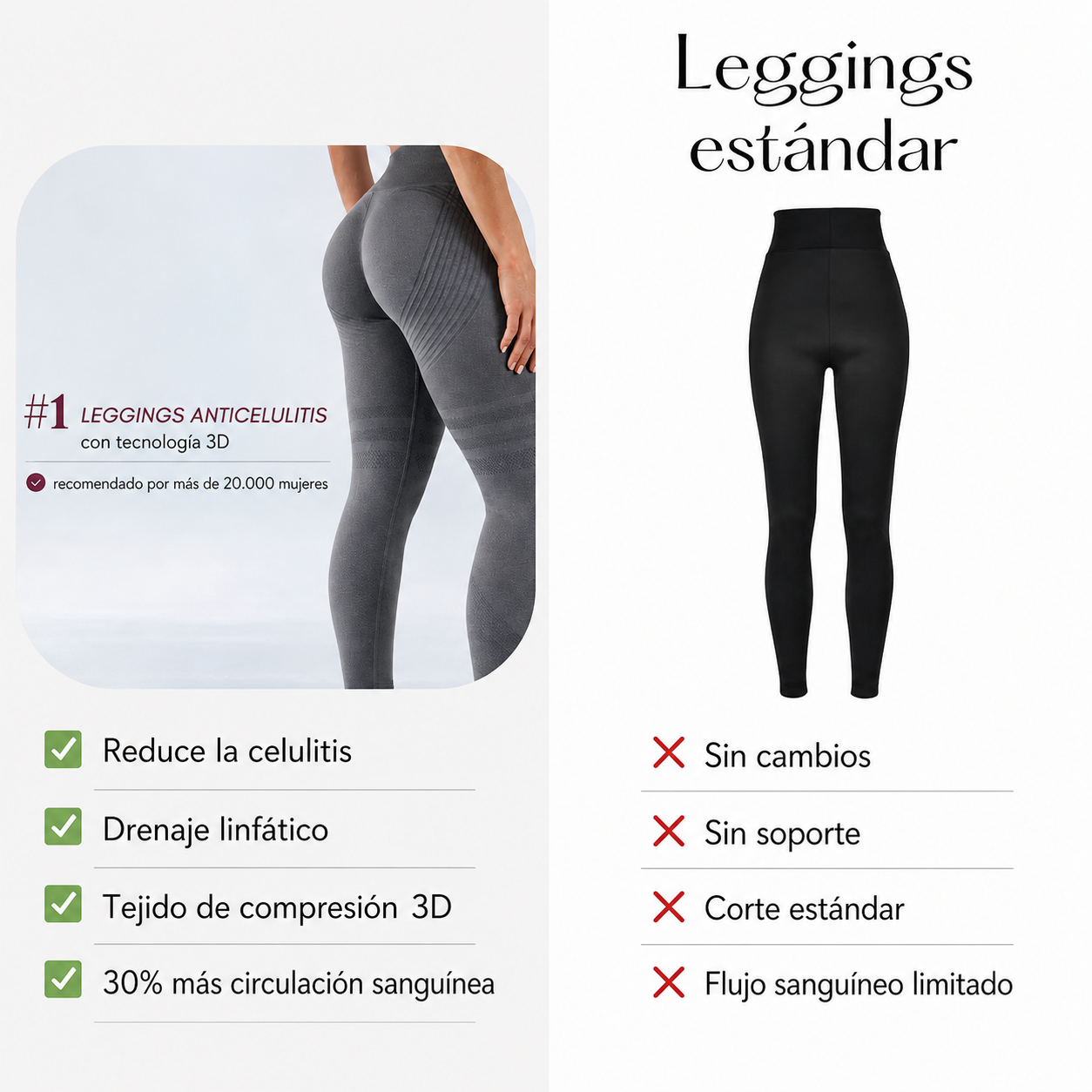 Leggings 3D anti celulitis Veska, diseño ajustado y cómodo en color negro, ideales para tonificar y reducir celulitis.