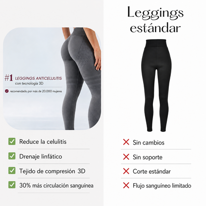 Leggings 3D anti celulitis Veska, diseño ajustado y cómodo en color negro, ideales para tonificar y reducir celulitis.