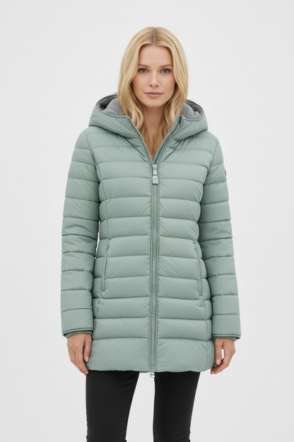 Fleece Lined Green Puffer Coat - Veska 