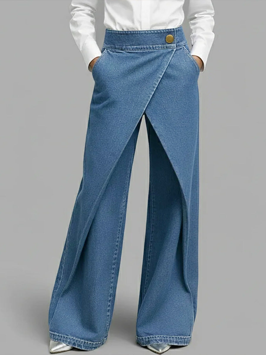 PANTALON DENIM WIDE LEG CRUZADO - Veska 