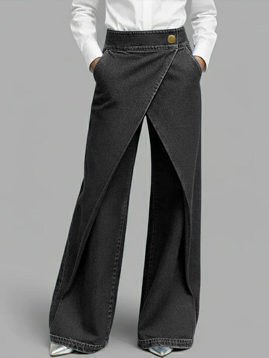 PANTALON DENIM WIDE LEG CRUZADO - Veska 