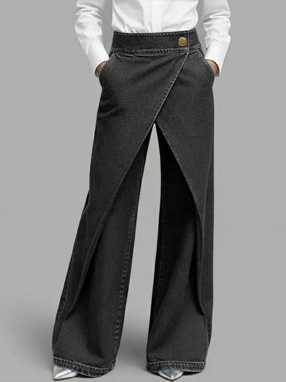 PANTALON DENIM WIDE LEG CRUZADO - Veska 