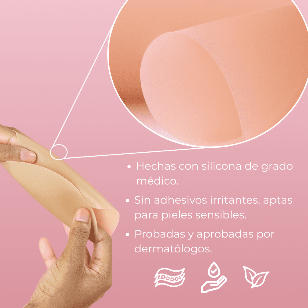 Pezoneras en forma de círculos sin adhesivo de la marca Veska, protección discreta para los pezones en color neutro