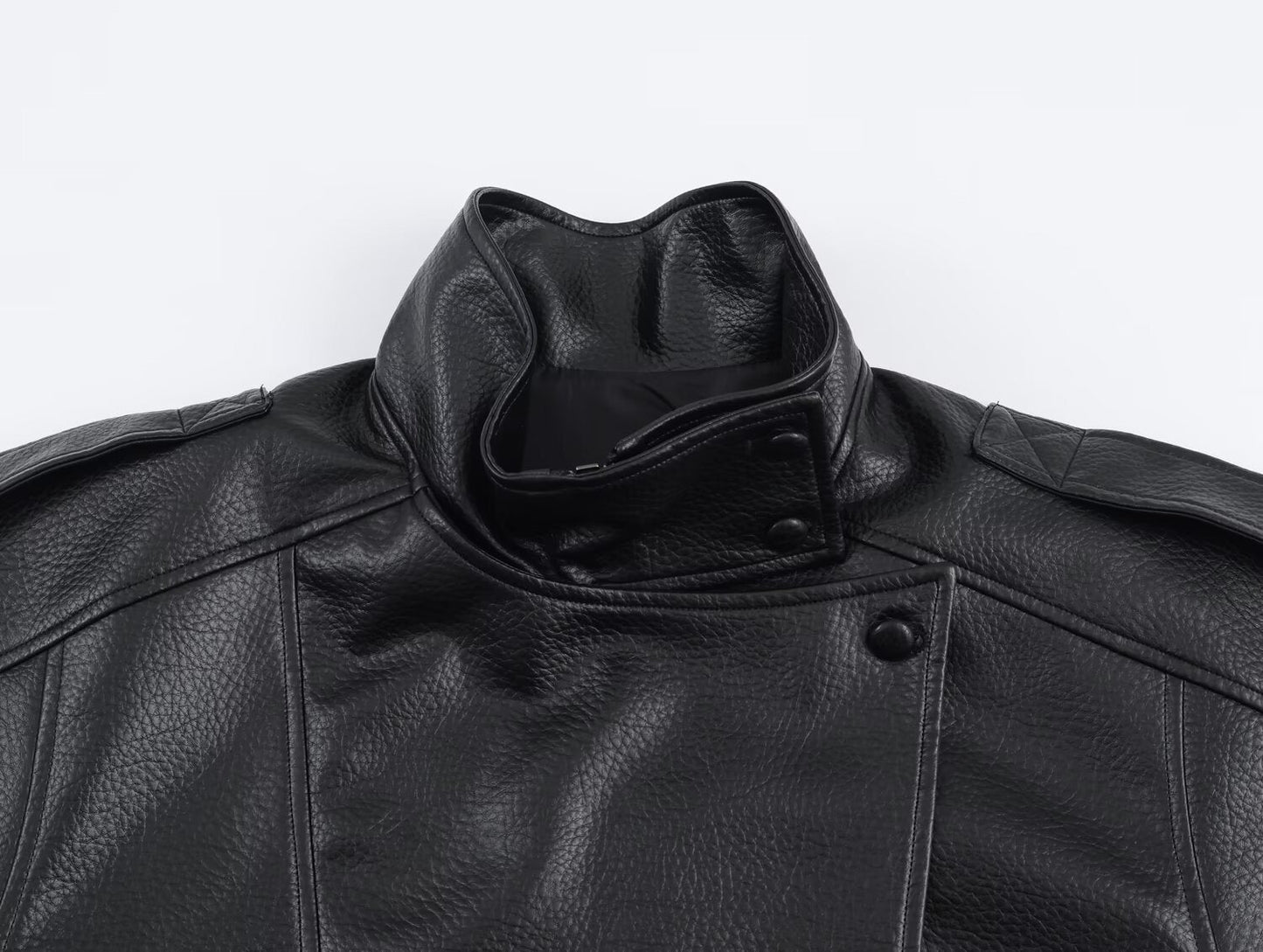 CHAQUETA DE CUERO ASIMÉTRICA - Veska 