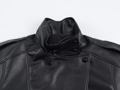 CHAQUETA DE CUERO ASIMÉTRICA - Veska 