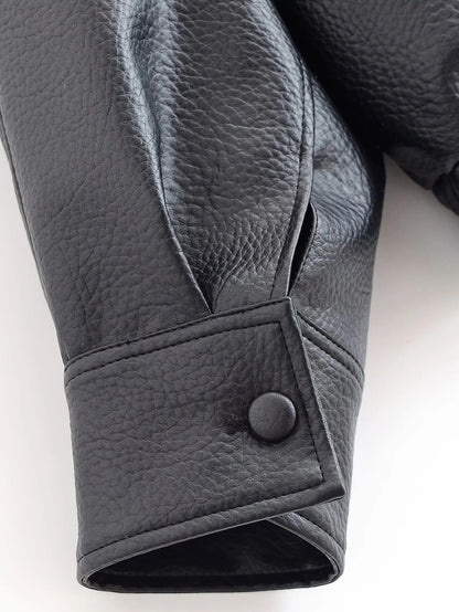 CHAQUETA DE CUERO ASIMÉTRICA - Veska 