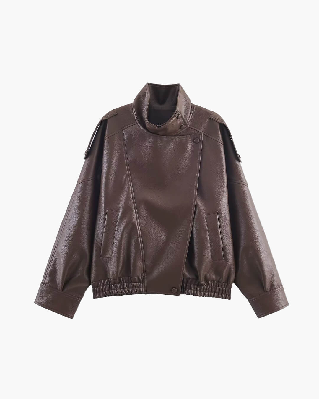 CHAQUETA DE CUERO ASIMÉTRICA - Veska 