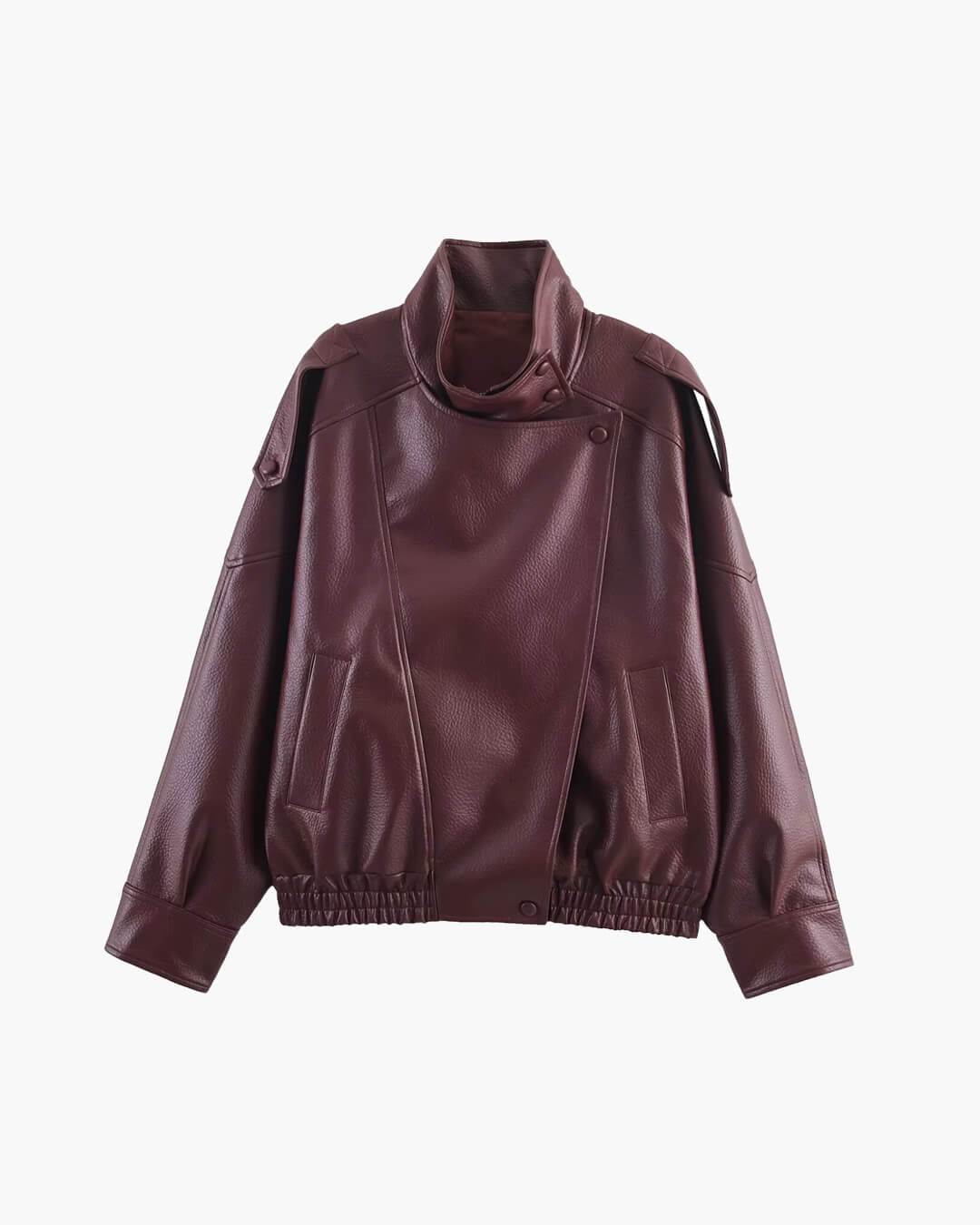 CHAQUETA DE CUERO ASIMÉTRICA - Veska 